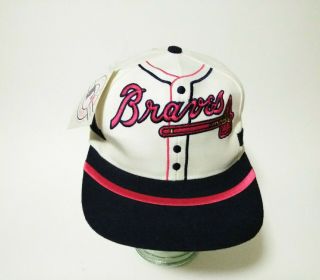 Vintage Nwt Twins Enterprise Atlanta Braves Jersey Big Logo Snapback Cap Hat