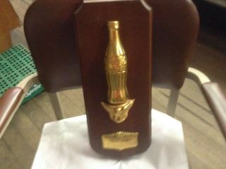 Vintage Tracy City Tennessee Coca Cola " Golden Bottle Trophy Award Plaque " Pre 1