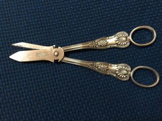 Pretty Antique English Silver Plate Grape Scissors Mappin & Webb 71552