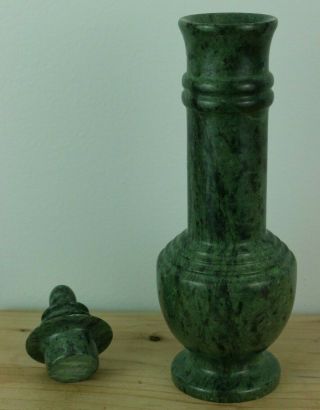 Green Marble Urn With Lid Decorative Lidded Vase 75 Ml Or 4.  5 Cubic Inches Vtg