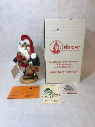 Holzkunst Christian Ulbricht Santa W/ Presents Smoker Vintage Christmas Germany