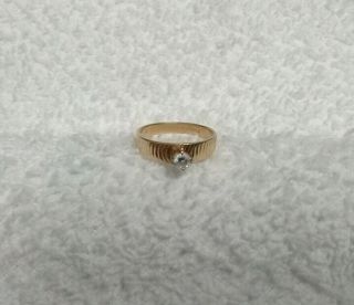 Vintage 14k Yellow Gold Engagement Ring With Solitaire Diamond