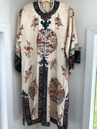 Stunning Vintage Antique Silk Embroidered Kimono/ Robe
