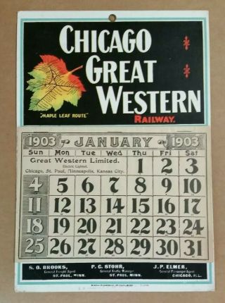 Chicago Great Western Railway Calendar,  Vintage Complete 1903