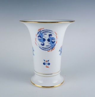 Vintage Meissen Gilded Blue & Red Chinese Dragon Phoenix Flared Flower Vase
