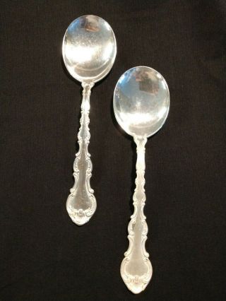 Strasbourg Pattern By Gorham Sterling Silver Cream Soup Spoons 6 - 1/4”.  Set Of 2
