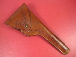 Vintage Brown Leather Belt Holster For The Colt Woodsman Pistol 6.  5 " Barrel Xlnt