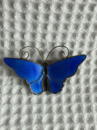 Vintage David Andersen Sterling Silver Guilloche Enamel Butterfly Brooch Pin 3