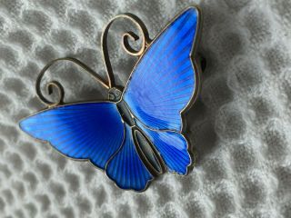 Vintage David Andersen Sterling Silver Guilloche Enamel Butterfly Brooch Pin 4
