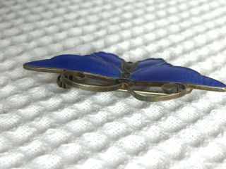 Vintage David Andersen Sterling Silver Guilloche Enamel Butterfly Brooch Pin 8