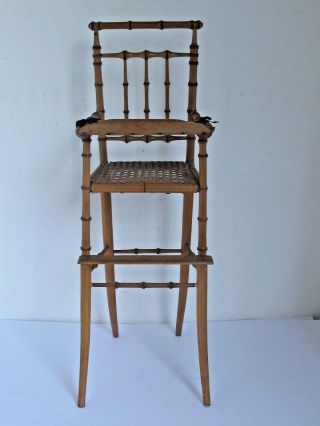 Antique French Faux Bamboo Doll Highchair