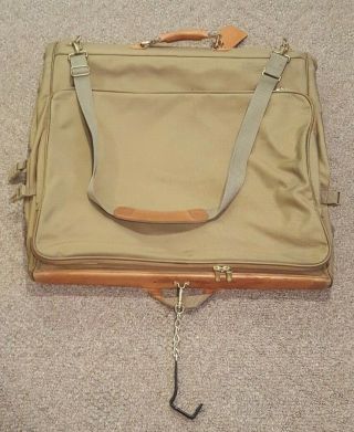 Vintage Hartmann Tweed Leather Hanging Garment Bag Suitcase Hook & 4 Locks