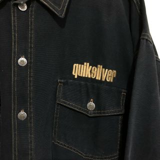 Quiksilver Vintage 90 ' s Heavyweight Button Front Shirt Surfwear Black Mens XL 5