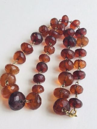 Antique Art Deco Amber Faceted Bead Necklace