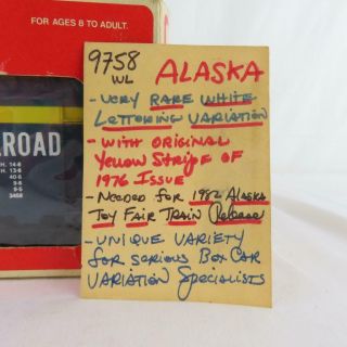 Lionel 9758 Alaska Rare White Lettering Variation/Yellow Stripe 1976 Issue 2