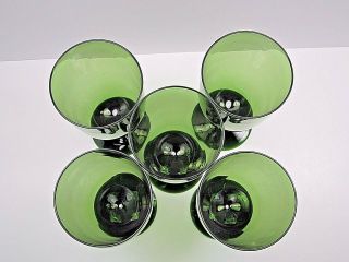 Vintage Mid Century Bryce Aquarius Clear Diamond Stem Green Water Tea Goblets 2