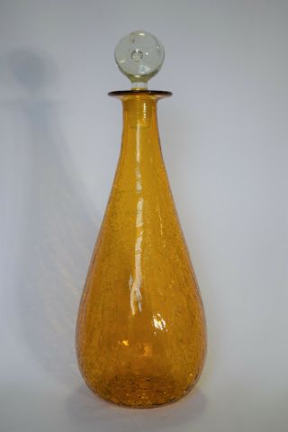 Vintage Pilgrim Art Glass 21 Orleans Amber Crackle 15.  5 " Decanter
