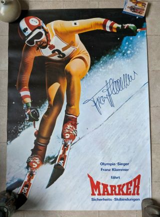 Franz Klammer Marker Ski Poster Vintage Advertising Olympics Skiing