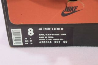 Vintage 1998 Nike Air Force 1 Black / Metallic Silver Size 8 7