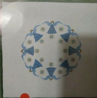 Haandarbejdets Fremme Danish Cross Stitch Tablecloth kit.  NIP.  ANGELS VINTAGE 2