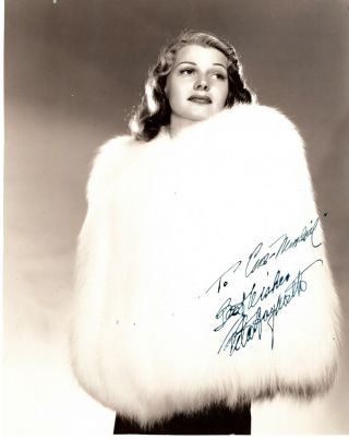 Actress & Dancer Rita Hayworth,  Signed Vintage Studio Photo By: Jonh Engstead.