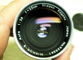 Vintage Nippon Kogaku NIKON Nikkor - S Auto Ai 35mm f/2.  8 Lens w/ HN - 1 HOOD,  Caps 7