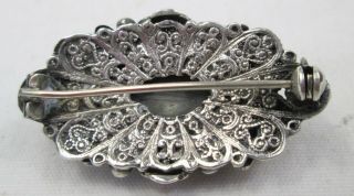 Fine Antique Art & Crafts Sterling Silver Moonstone & Garnet Brooch Pin 6