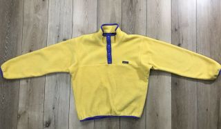 Vintage Patagonia Men’s Yellow Synchilla Snap T Fleece Pullover Sz Large