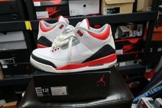 Nike Air Jordan 3 Size 12 Fire Red Silver Black Retro Og Vintage Vtg