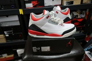 Nike Air Jordan 3 size 12 Fire red silver Black Retro OG Vintage VTG 2