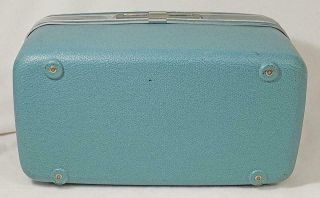 Vintage Samsonite SILHOUETTE Train Case COSMETIC suitcase Turquoise BLUE F/S 3