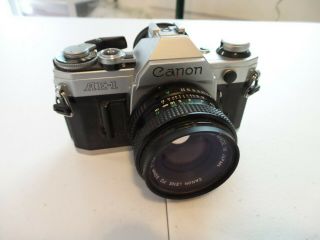 Vintage Canon Ae - 1 35mm Slr Camera With 50mm 1:1.  8 Lens W/filter,  Strap