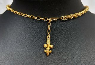 Lovely Vintage Goldtone French rope chain Pendant Necklace by Vendome 1970s 4