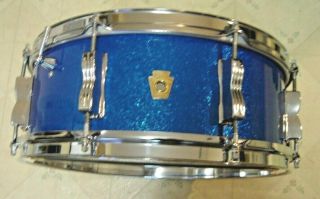 Vintage 1962 Ludwig Model 908pc Jazz Festival 5 - 1/2 X14 Blue Sparkle Snare Drum