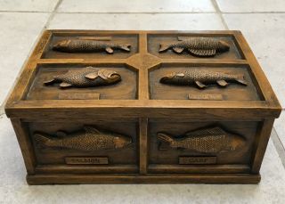 Vintage Ceramic Multi Fish Box For Lures Lid Removable Tray Fishing Majolica ?
