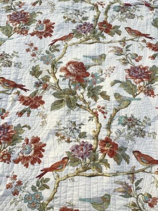 Waverly Vintage Bird Pattern Bedspread Pillow Shams Full Queen Exc Cond