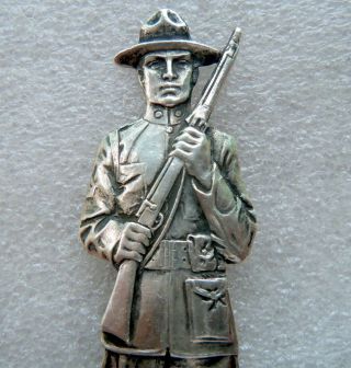 Vintage Sterling Spoon Figural Army Soldier World War 1 Charles M.  Robbins Cmr