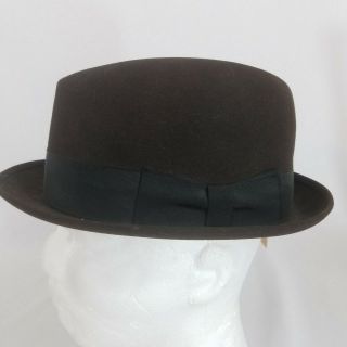 Vtg 60s Dobbs Fifth Avenue York Felt Fedora Hat 7 1/4 Brown Long Oval Nos