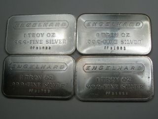 4 Vintage Engelhard.  999,  Fine Silver Bars.  27