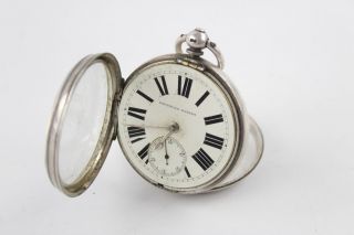 Vintage Gents Hallmarked.  925 Sterling Silver Fusee Pocket Watch Key - Wind (173g)