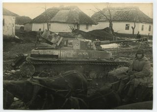Wwii Large Size Press Photo: Remains Of German Panzer Iv Tank,  Western Ukraine