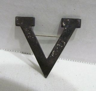 V For Victory Sterling Sweetheart Pinback Lapel Pin Brooch Wwii Ww2 Era Vintage