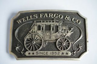 1973 Wells Fargo & Co Sterling Silver Belt Buckle Carriage X159