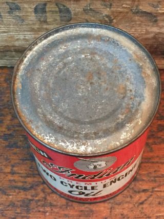 Vintage NOS Indian 1/2 Pint Two - Cycle Engine Oil Can - Full 6