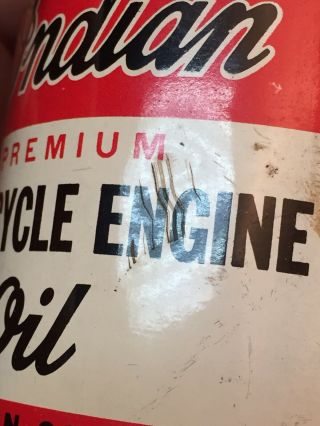 Vintage NOS Indian 1/2 Pint Two - Cycle Engine Oil Can - Full 8