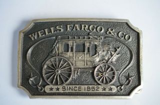 1973 Wells Fargo & Co Sterling Silver Belt Buckle Carriage Ab231