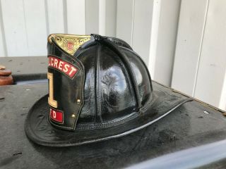 Vintage Cairns Brother Jersey Fire Department Leather Fire Helmet Hillcrest