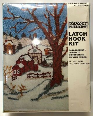 Vintage Paragon Needlecraft “on A Winter Morn” Latch Hook Kit 24x35” 1979