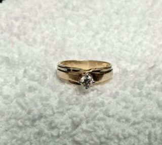 Vintage 14k Yellow Gold Engagement Ring W/.  20 Point Solitaire Diamond
