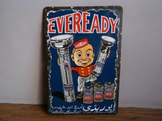 Rare Vintage " Eveready " Advertising Enamel Sign Board Of 50 